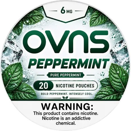 OVNS Peppermint nicotine pouch can, 6 mg, 20 pouches
