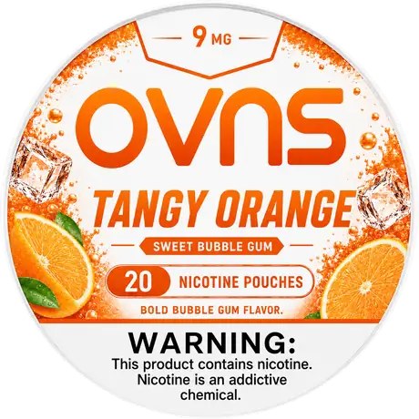 OVNS Tangy Orange nicotine pouch can, 9 mg, 20 pouches